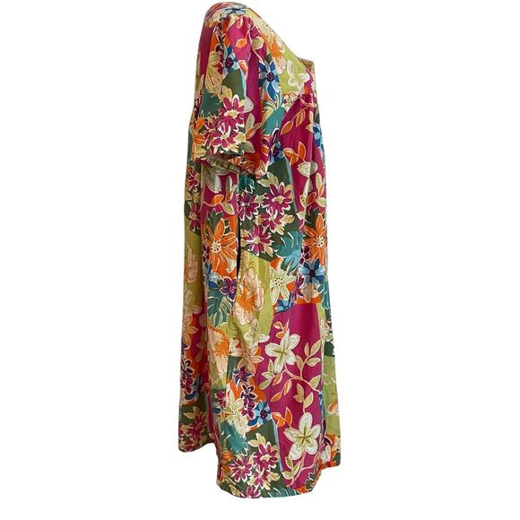 National Tropical Muumuu House Dress Womens 1X Boho Hawaiian Milkmaid Peasant - Picture 3 of 8